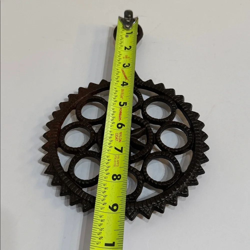 Vtg Black Cast Iron Trivet Star with Handle Footed Western Rustic Farmhouse